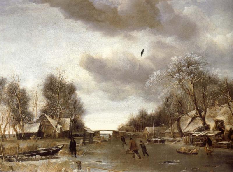 REMBRANDT Harmenszoon van Rijn Winter Scene France oil painting art